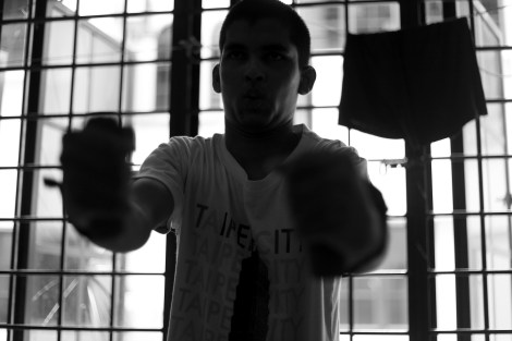 Kabaidulla (17) has left Burma in November 2013. He has been released from smugglers’ jungle camp in Feb 2014 and lived in Malaysia for two months. Yet he still has had difficulties to walk and his body yet to be recovered from paralysis. Most of boat people are forced to bend their body by smugglers while boat journey and detention in the jungle camp. He and some of Rohingya refugees in Malaysia have been doing exercise twice a day. (Photo © Lee Yu Kyung) 