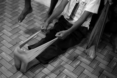 Rohingya refugees in Malaysia have been doing exercise twice a day in relief center run by Rohingya Society in Malaysia (or RSM) (Photo © Lee Yu Kyung 2014)