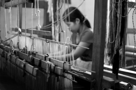 A Kachin woman is being trained at the weaving center in Laiza, the rebel's capital. The trainees include some victims of human trafficking, who did escape or return to the rebel's territory. 
