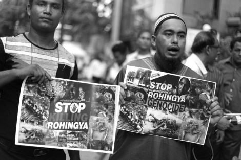 Still eager to show the picket they brought. Rohingya Protest Bangkok. Stop the Military operation. End the Ethnic Cleansing © Lee Yu Kyung 2016